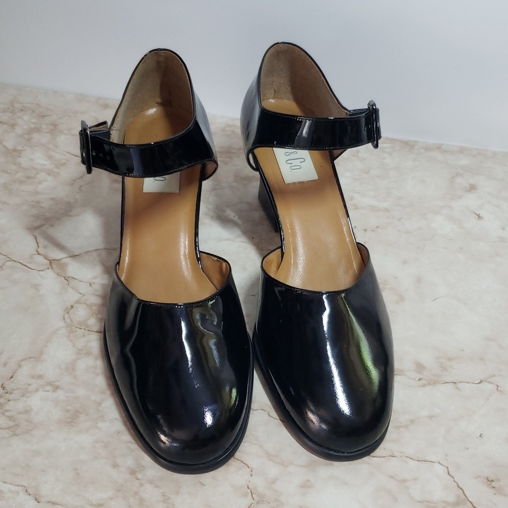 9 & Co. Elegant Black Patent Leather Women's Mary Jane Heels Size 10 - Picture 2 of 7